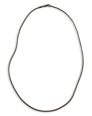 John Hardy Men's Classic Chain Silver 2.7mm Box Chain Necklace with Satin Matte Black Rhodium, 24