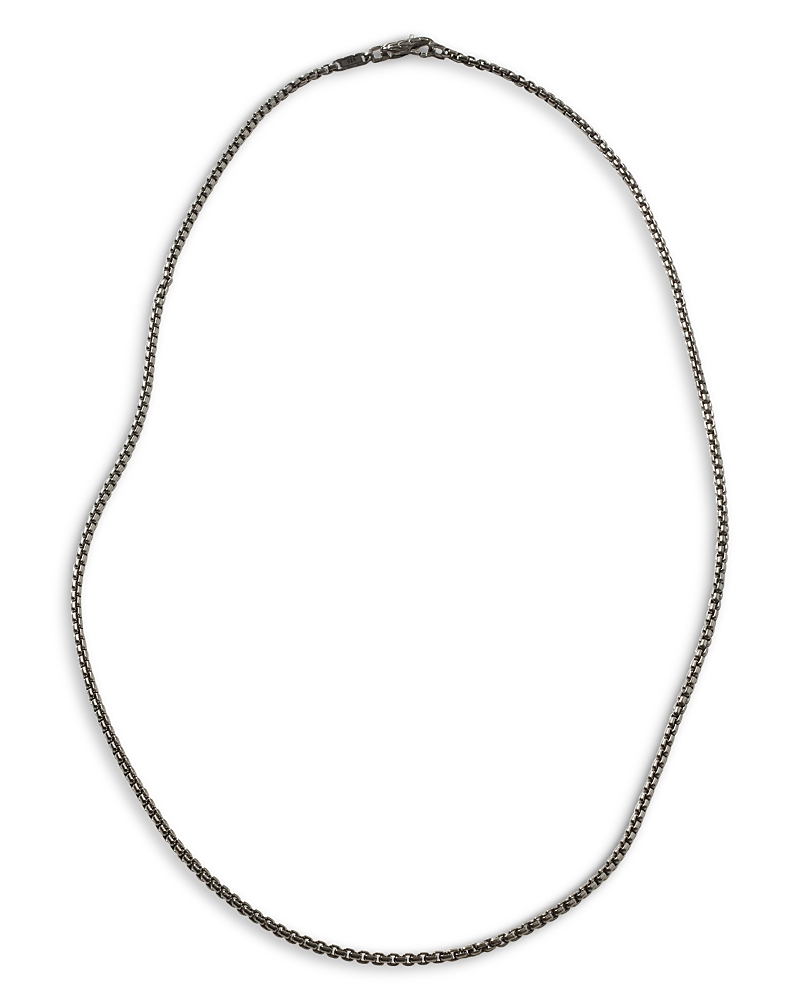 John Hardy Men’s Classic Chain Silver 2.7mm Box Chain Necklace with Satin Matte Black Rhodium, 24