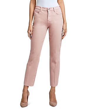 L'Agence Sada High Rise Cropped Straight Jeans in Dusty Pink