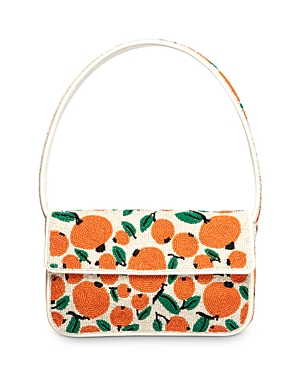 Shop Staud Tommy Beaded Shoulder Bag In Orange Cream