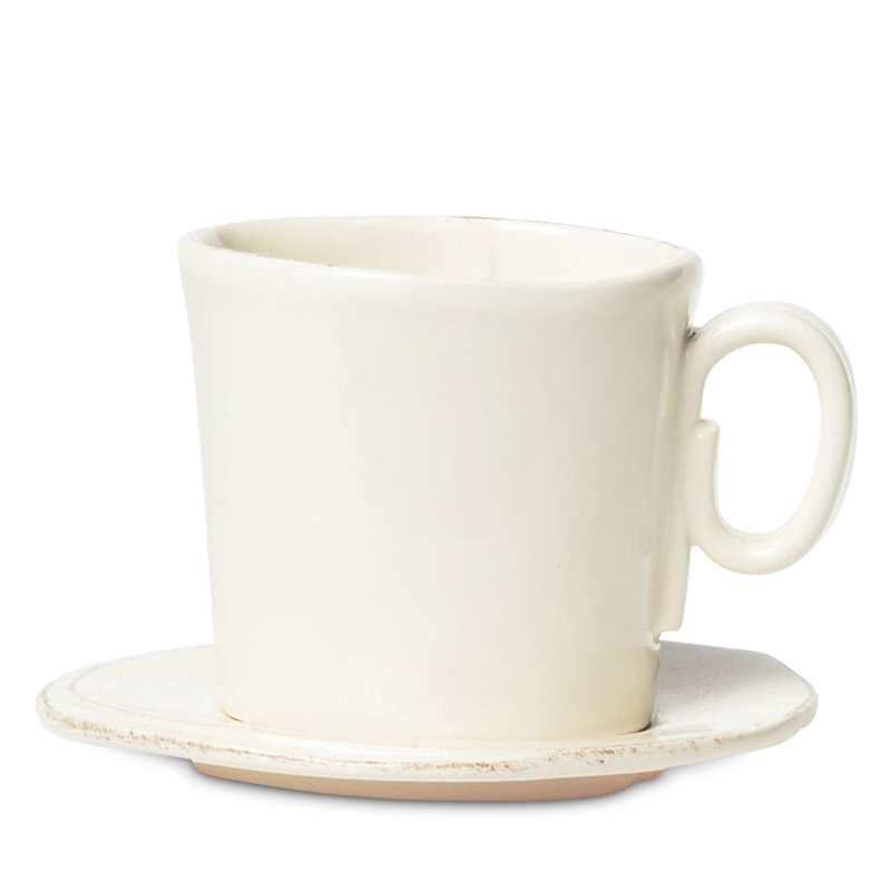 Vietri Lastra Aqua Espresso Cup & Saucer Set In Linen