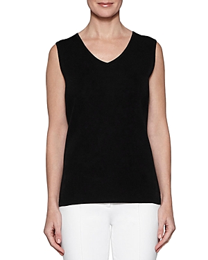 Misook V-neck Sweater Tank In Black