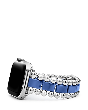 Shop Lagos Stainless Steel & Ultramarine Ceramic Apple Smart Watchband Bracelet In Blue/silver
