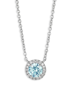 Lightbox Jewelry Lightbox Basics™ Lab Grown Blue & White Diamond Halo Pendant Necklace In 10k White Gold, 16-18" - 10 In Blue/white