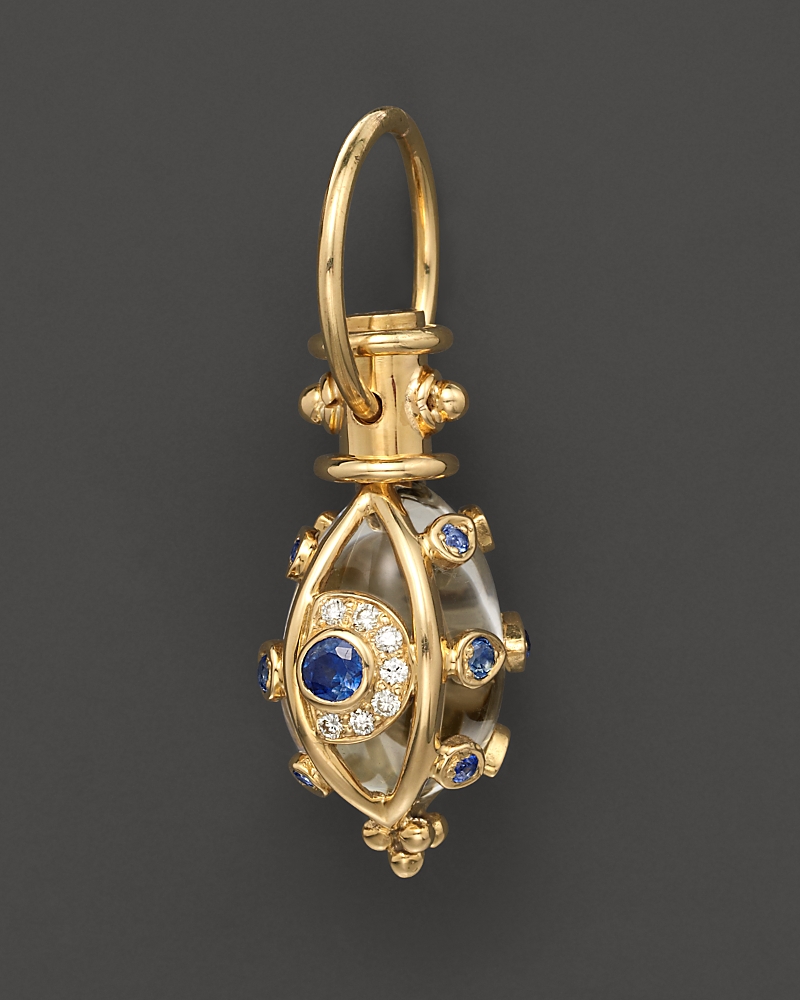 Temple St Clair Diamond Pave And Blue Sapphire Evil Eye Amulet Set In 18k Yellow Gold