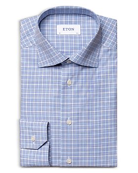 Eton - Slim Fit Grid Print Dress Shirt