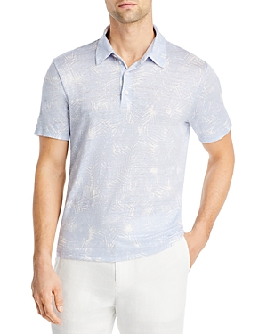 Vince Palm Print Linen Polo Shirt
