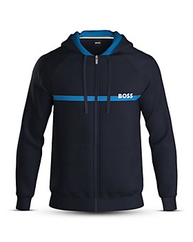 BOSS - Authentic Cotton French Terry Stripe Logo Print Hooded Jacket