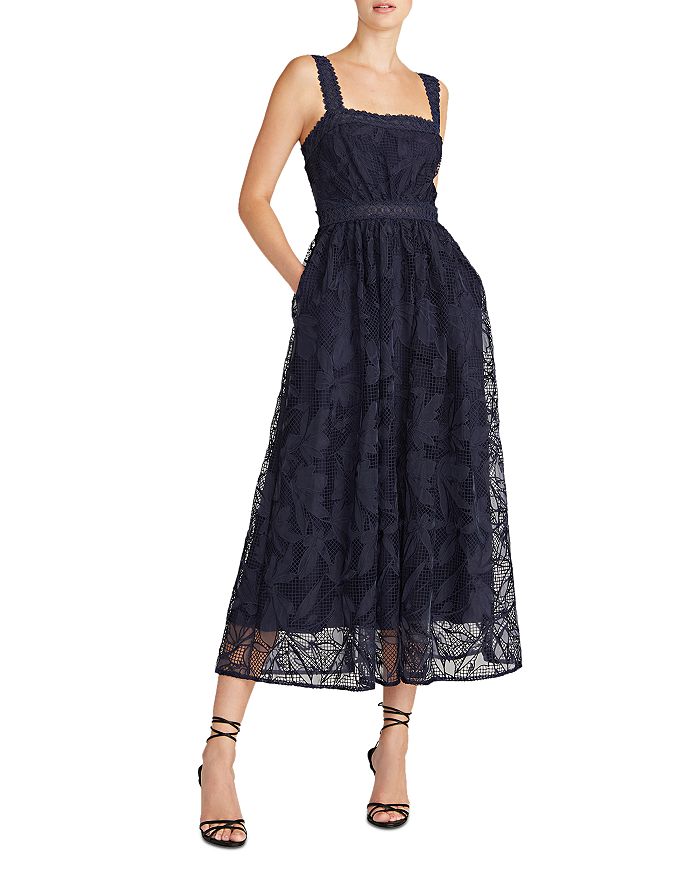 ML Monique Lhuillier Sleeveless Lace Midi Dress | Bloomingdale's