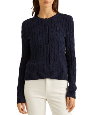 navy cable knit cardigan
