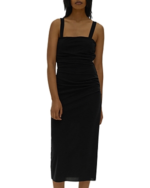 Helmut Lang Cut-out Sweetheart-neck Maxi Dress In Basalt Black