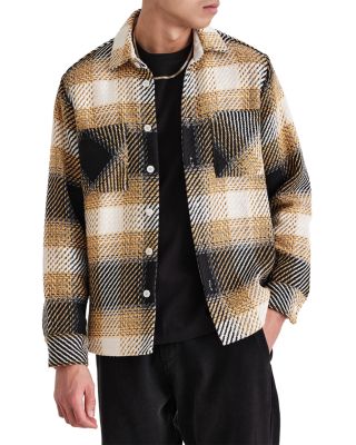 Wax London Whiting Black and Yellow Check Overshirt Bloomingdale's
