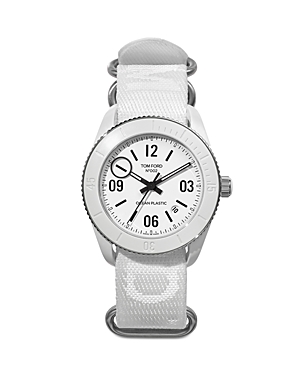 Tom Ford Ocean Plastics Sport Stainless Steel Strap Watch In White