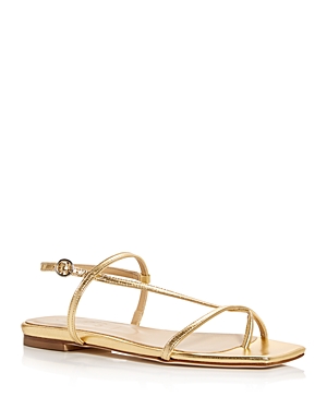 Aeyde Women's Ella Slingback Thong Sandals In Laminated Gold