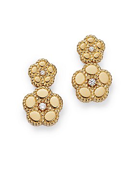 Roberto Coin - 18K Yellow Gold Daisy Diamond Double Flower Drop Earrings