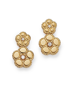 Roberto Coin 18K Yellow Gold Daisy Diamond Double Flower Drop Earrings - 100% Exclusive