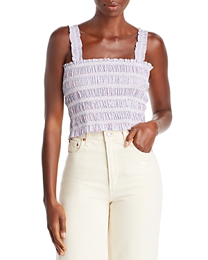 French Connection Elao Rhodes Printed Smocked Sleeveless Top In Forget Me Not