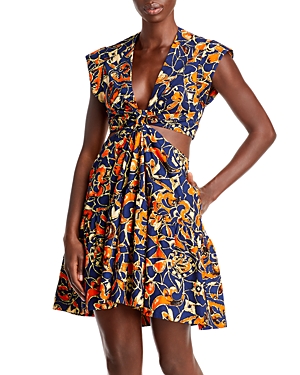 A.l.c Lexi Floral Cut-out Twist Front Mini Dress In North Sea