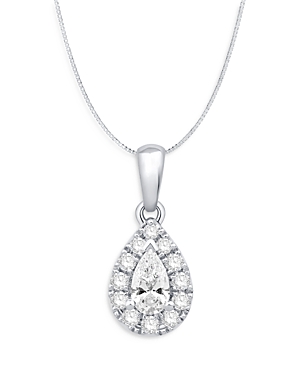Bloomingdale's Diamond Pear Shaped Halo Pendant Necklace in 14K White Gold, 0.30 ct. t.w. - 100% Exc