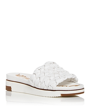 Sam Edelman Ainslie Womens Faux Leather Braided Platform Sandals In White