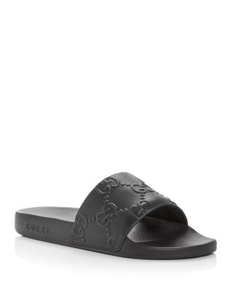 Gucci Men's GG Embossed Slide Sandals | Bloomingdale's