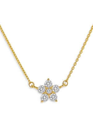 Rachel Reid 14K Yellow Gold Diamond Flower Pendant Necklace, 17