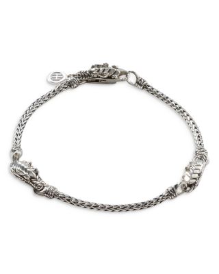 Sterling Silver Legends Naga Dragon Station Link Bracelet