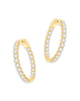 Bloomingdale's Fine Collection Diamond Inside Out Hoop Earrings in 14K Yellow Gold, 3.50 ct. t. w. - Exclusive
