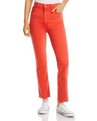MOTHER - The Swooner Rascal High Rise Ankle Straight Jeans in Flame