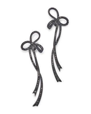 Colette Jewelry - 18K Black Gold Atame Black Diamond Bow Drop Earrings