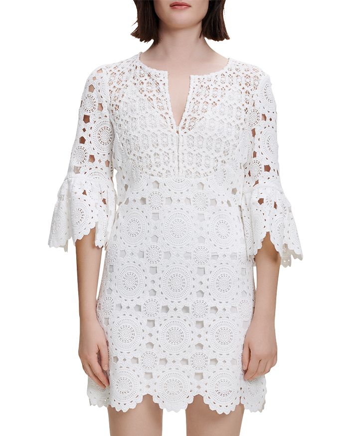 Maje Rochetine Embroidered Bell Sleeve Dress | Bloomingdale's