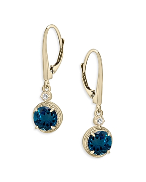 Bloomingdale's London Blue Topaz & Diamond Accent Drop Earrings In 14k Yellow Gold - 100% Exclusive In Blue/gold