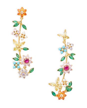 kate spade new york New Bloom Cubic Zirconia & Imitation Pearl Flower  Cluster Statement Earrings | Bloomingdale's