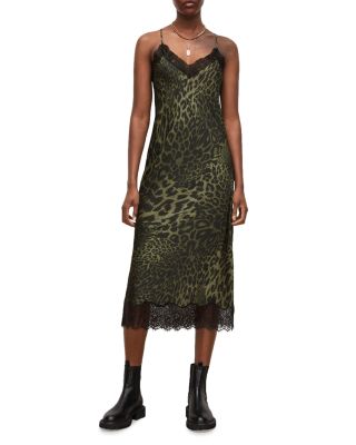 all saints green leopard dress AllSaints Hali Tamora Dress in Green