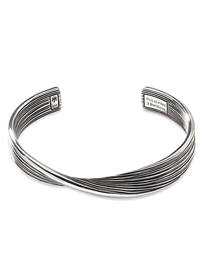 JOHN HARDY STERLING SILVER BAMBOO TWIST CUFF BANGLE BRACELET