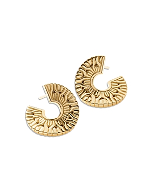 JOHN HARDY 18K YELLOW GOLD CLASSIC CHAIN PATTERNED RADIAL HOOP EARRINGS