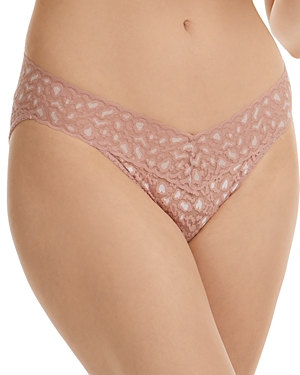 Hanky Panky Leopard Cross Dye V-kini In Desert Ros