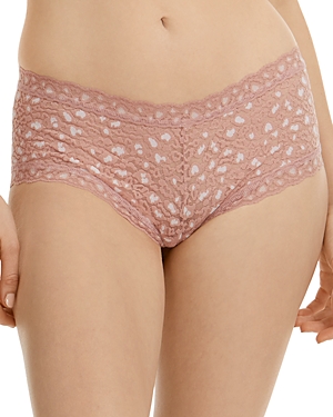 Hanky Panky Cross-dyed Leopard Lace Boyshorts In Desert Ros
