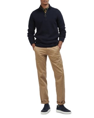 Holden Wool Tartan Trim Regular Fit Quarter Zip Mock Neck Sweater