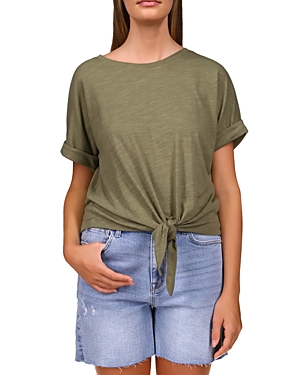 Shop Sanctuary All Day Tie Front Tee In Trail Green