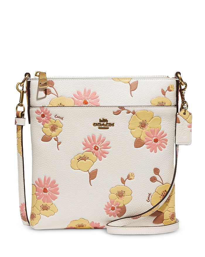 Coach floral printed leather tea rose bag charm + FREE SHIPPING