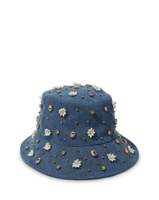 Lele Sadoughi Petunia Embellished Denim Bucket Hat  display picture 1