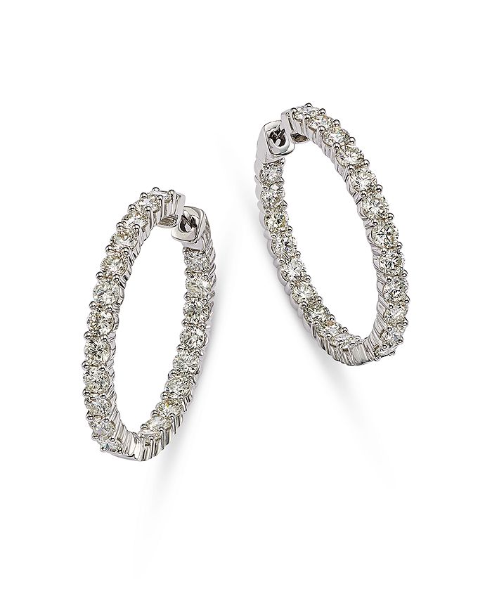 Bloomingdale's - Diamond Inside Out Hoop Earrings in 14K White Gold, 4.0 ct. t.w. - 100% Exclusive