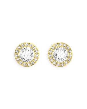 Swarovski Angelic Crystal Halo Stud Earrings In Gold Tone In White