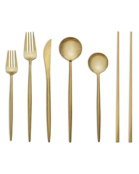 Hampton Forge - Zephyr 28 Piece Gold Satin Flatware with Chopsticks