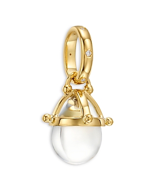 Shop Temple St Clair 18k Yellow Gold Crystal Granulated Amulet Pendant In White/gold