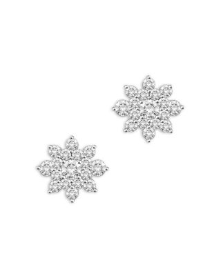Diamond Flower Stud Earrings in 14K White Gold, 2.0 tcw 