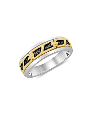 Bloomingdale's Men's Black Diamond Ring In 14k Yellow & White Gold, 0.10 Ct. Tw. - 100% Exclusive In Black/gold