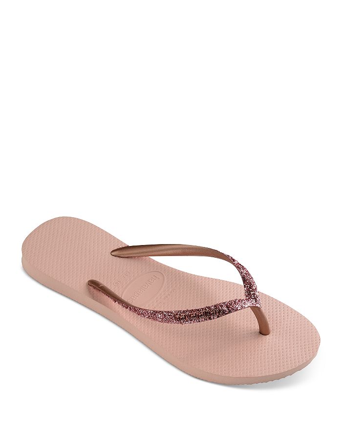 Havaianas Womens Slim Glitter Flats Sandals Metallic Multi 