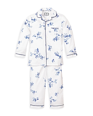 Shop Petite Plume Girls' Indigo Floral Pajama Set - Baby, Little Kid, Big Kid In White